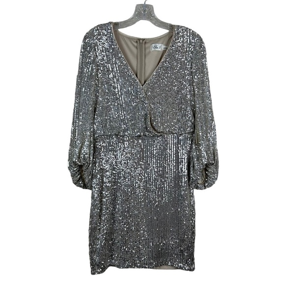 Eliza J Silver Sequined Dress - Picture 8 of 15